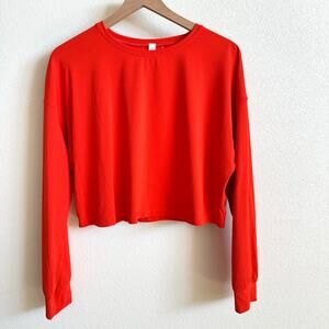 Lululemon Orange Abrasion Resistant Crop Long Sleeve Shirt Women's 10